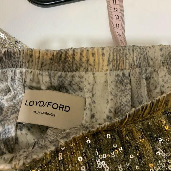 Loyd/Ford Palm Springs sequin snake Elastic High Rise Pants Beige Size 2 - Picture 4 of 6